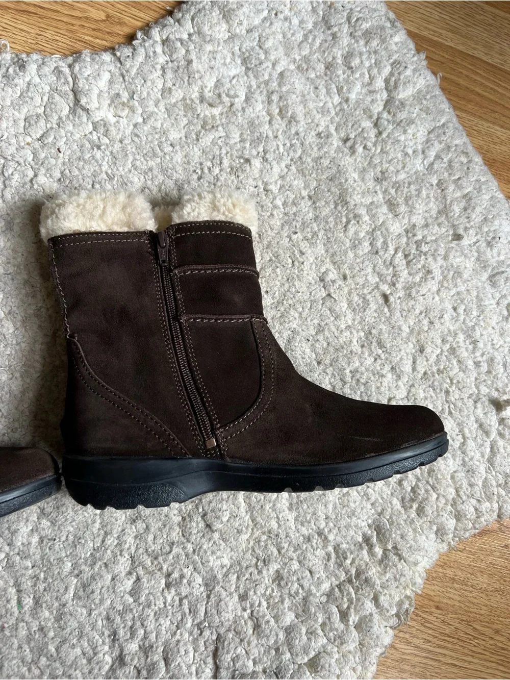 Clarks Dark Brown Suede Shearling Winter Boots